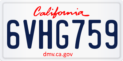 CA license plate 6VHG759