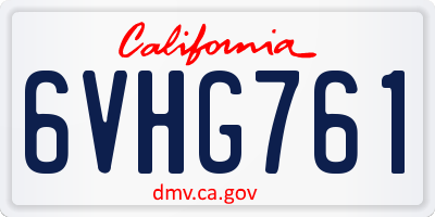 CA license plate 6VHG761