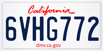 CA license plate 6VHG772