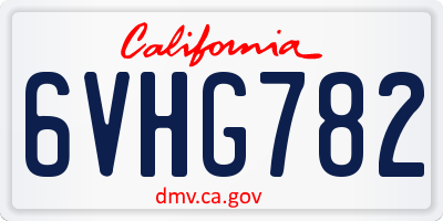 CA license plate 6VHG782