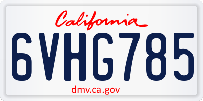 CA license plate 6VHG785