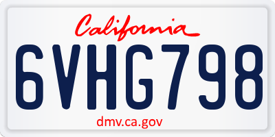 CA license plate 6VHG798