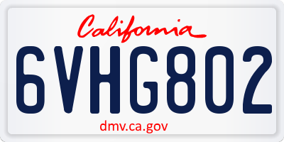 CA license plate 6VHG802