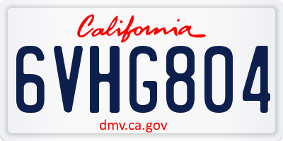 CA license plate 6VHG804