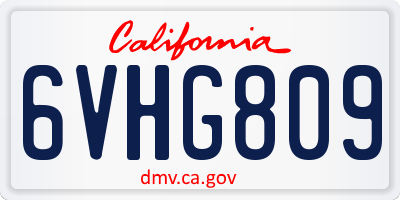 CA license plate 6VHG809