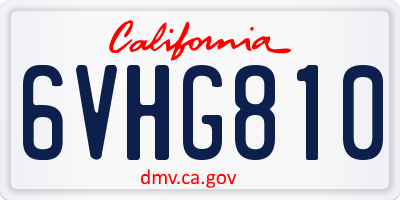 CA license plate 6VHG810
