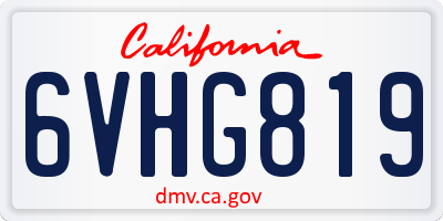 CA license plate 6VHG819