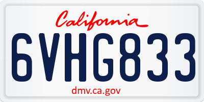 CA license plate 6VHG833