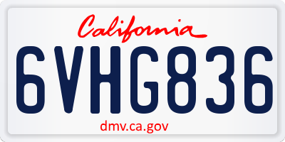 CA license plate 6VHG836