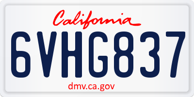 CA license plate 6VHG837