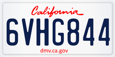 CA license plate 6VHG844