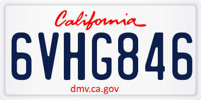 CA license plate 6VHG846