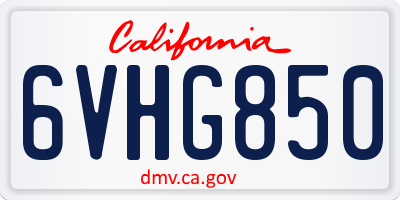 CA license plate 6VHG850
