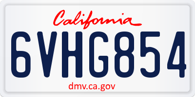 CA license plate 6VHG854