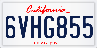 CA license plate 6VHG855