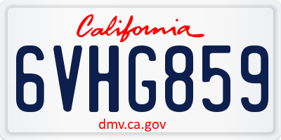CA license plate 6VHG859