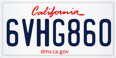 CA license plate 6VHG860