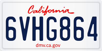 CA license plate 6VHG864