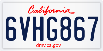 CA license plate 6VHG867