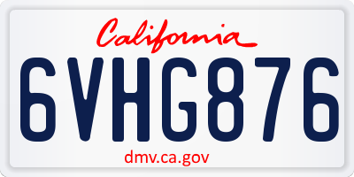 CA license plate 6VHG876
