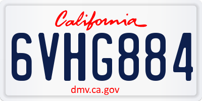 CA license plate 6VHG884
