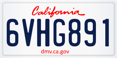 CA license plate 6VHG891