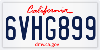 CA license plate 6VHG899