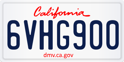 CA license plate 6VHG900