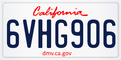 CA license plate 6VHG906