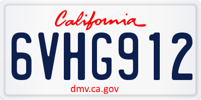 CA license plate 6VHG912