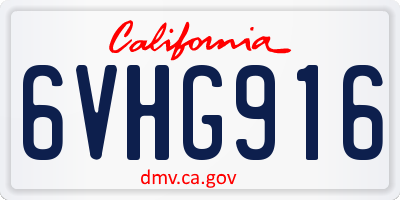 CA license plate 6VHG916