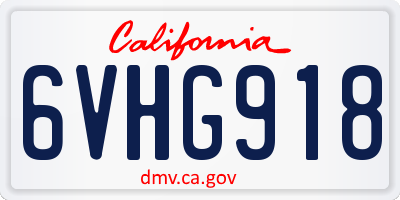 CA license plate 6VHG918