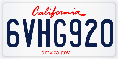 CA license plate 6VHG920
