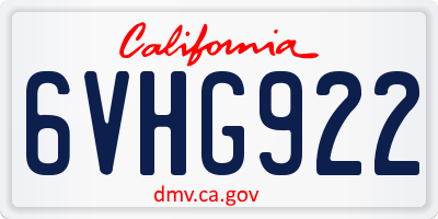 CA license plate 6VHG922