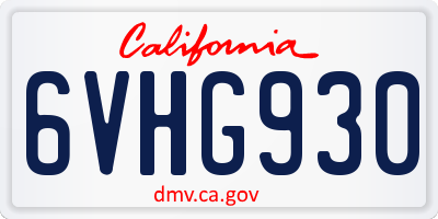 CA license plate 6VHG930