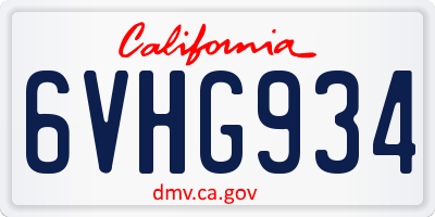 CA license plate 6VHG934