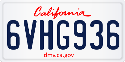 CA license plate 6VHG936