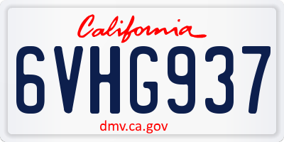 CA license plate 6VHG937