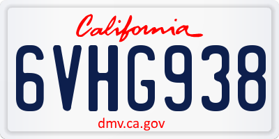 CA license plate 6VHG938