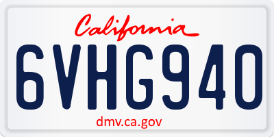 CA license plate 6VHG940