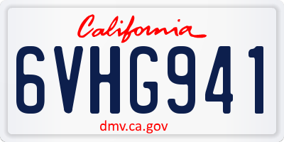 CA license plate 6VHG941