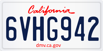 CA license plate 6VHG942