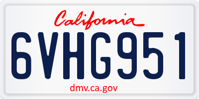CA license plate 6VHG951