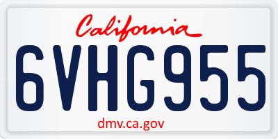CA license plate 6VHG955