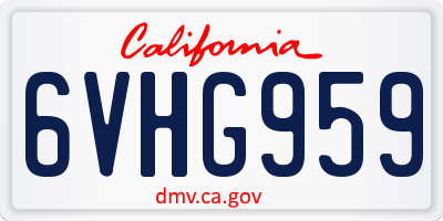 CA license plate 6VHG959