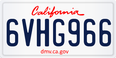 CA license plate 6VHG966