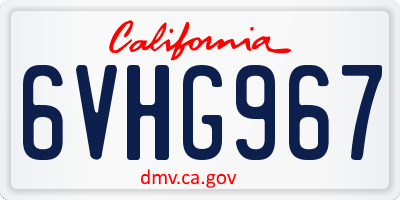 CA license plate 6VHG967