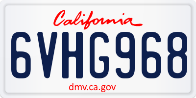 CA license plate 6VHG968