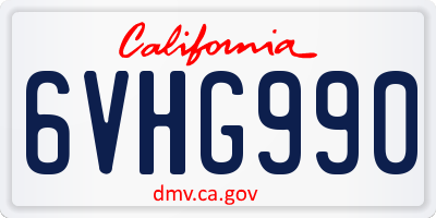 CA license plate 6VHG990