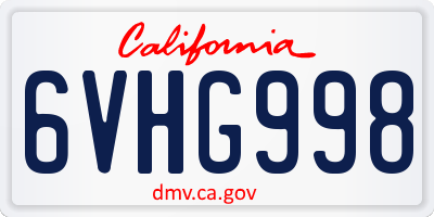 CA license plate 6VHG998